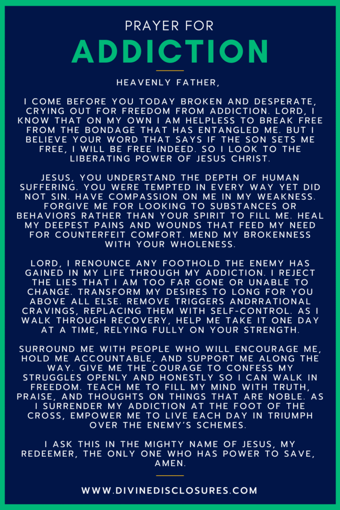 " a simple prayer for help with addiction"