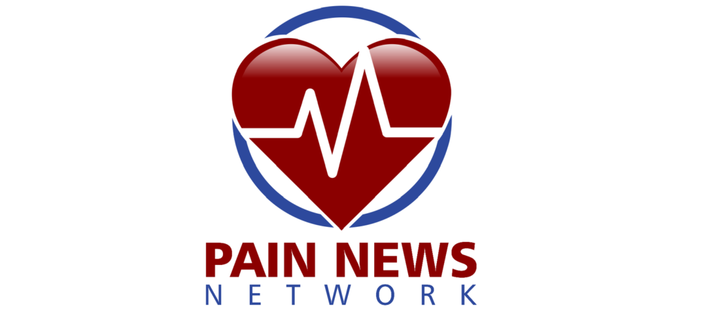 Logo featuring a red heart with a white heartbeat line inside, encircled by a blue ring, with 'PAIN NEWS' in red and 'NETWORK' in blue beneath.
