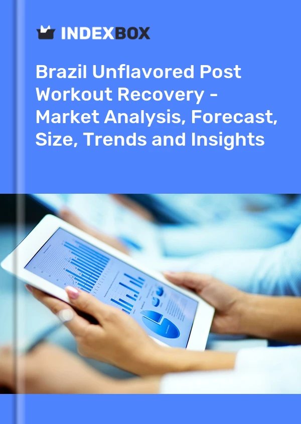 wp-header-logo-924png • Punkin's Patch IndexBox cover for a report titled 'Brazil Unflavored Post Workout Recovery—Market Analysis, Forecast, Size, Trends and Insights' with a tablet displaying charts