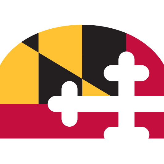Semi-circular flag-inspired graphic with yellow, black, and red segments overlaid by white cross shapes.